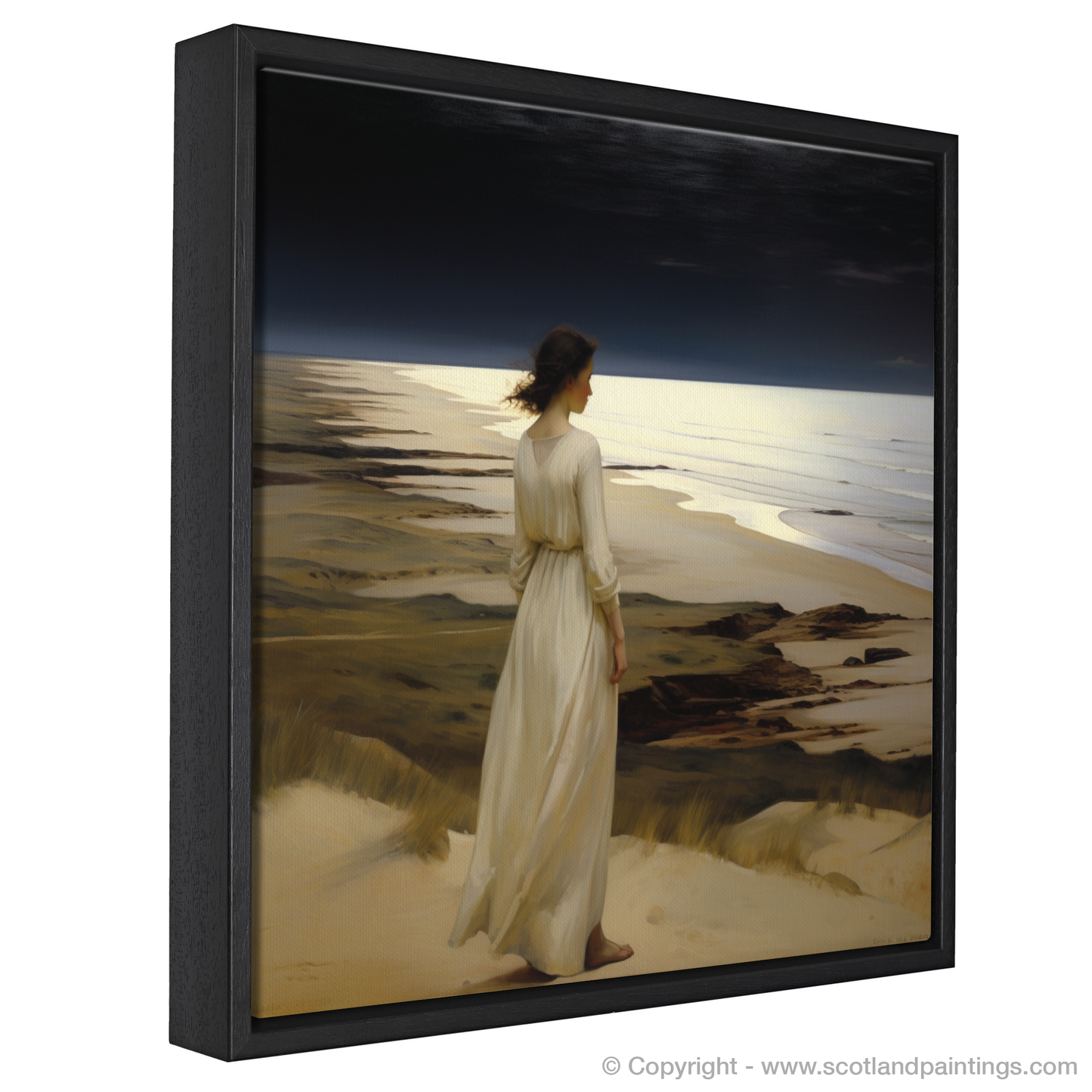 Solitude by the Sea: A Woman in White at Balmedie Beach