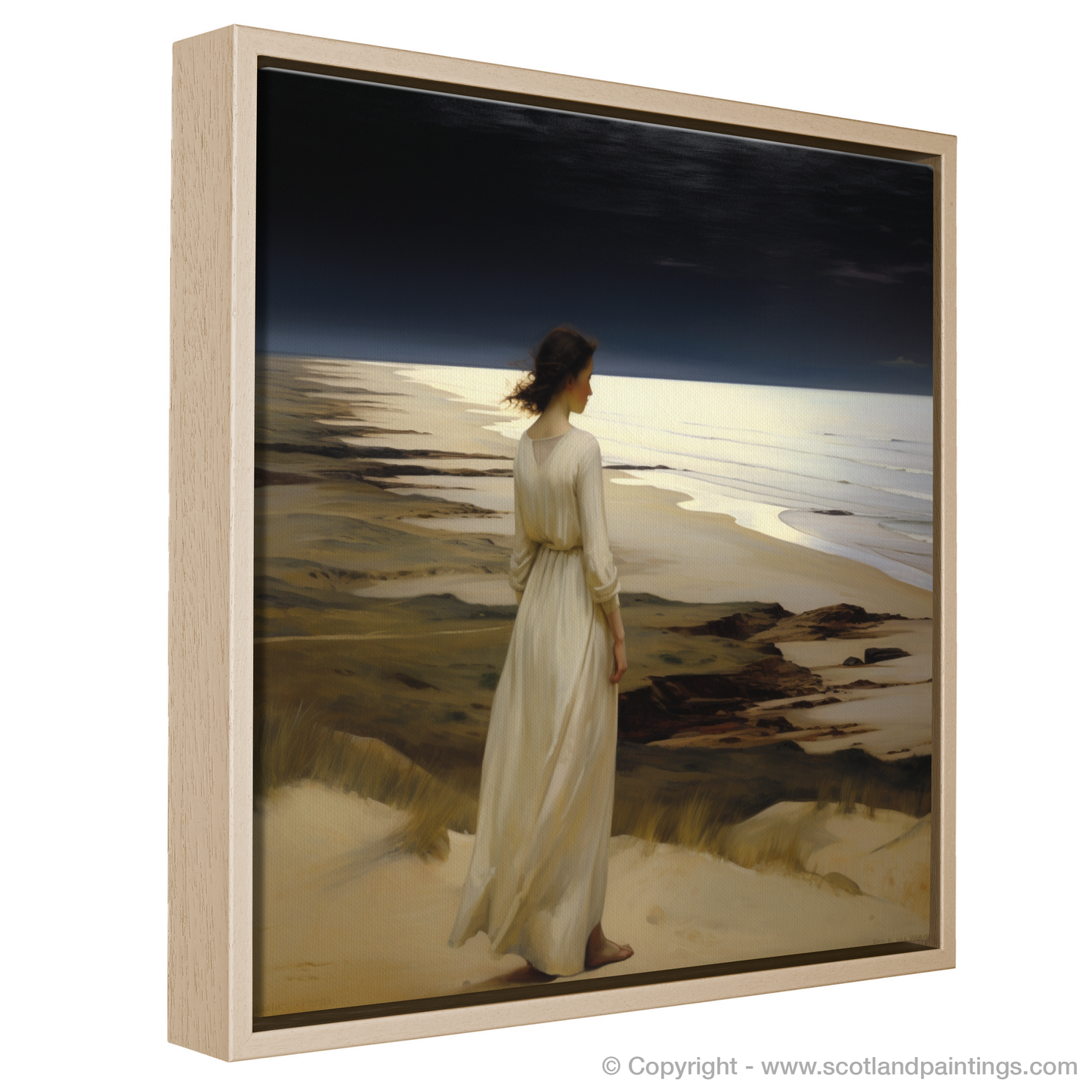 Solitude by the Sea: A Woman in White at Balmedie Beach