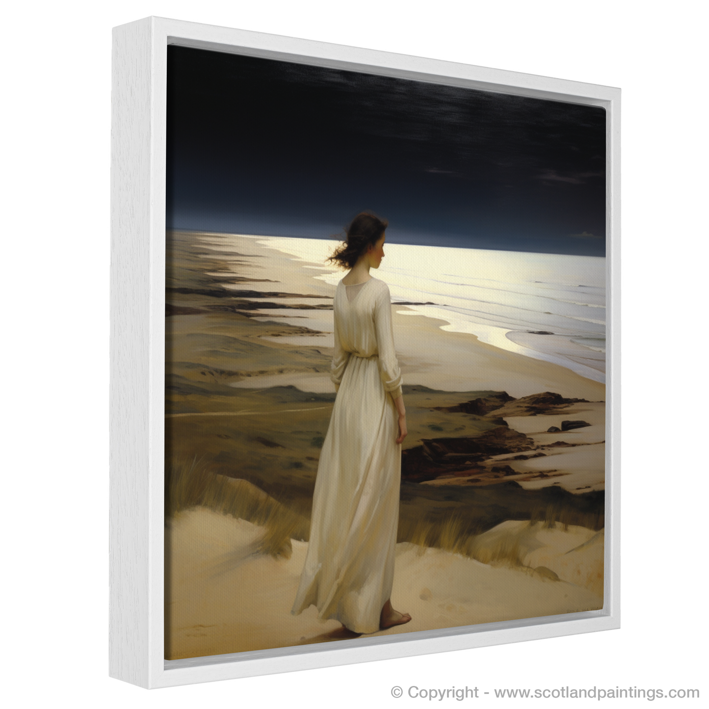 Solitude by the Sea: A Woman in White at Balmedie Beach