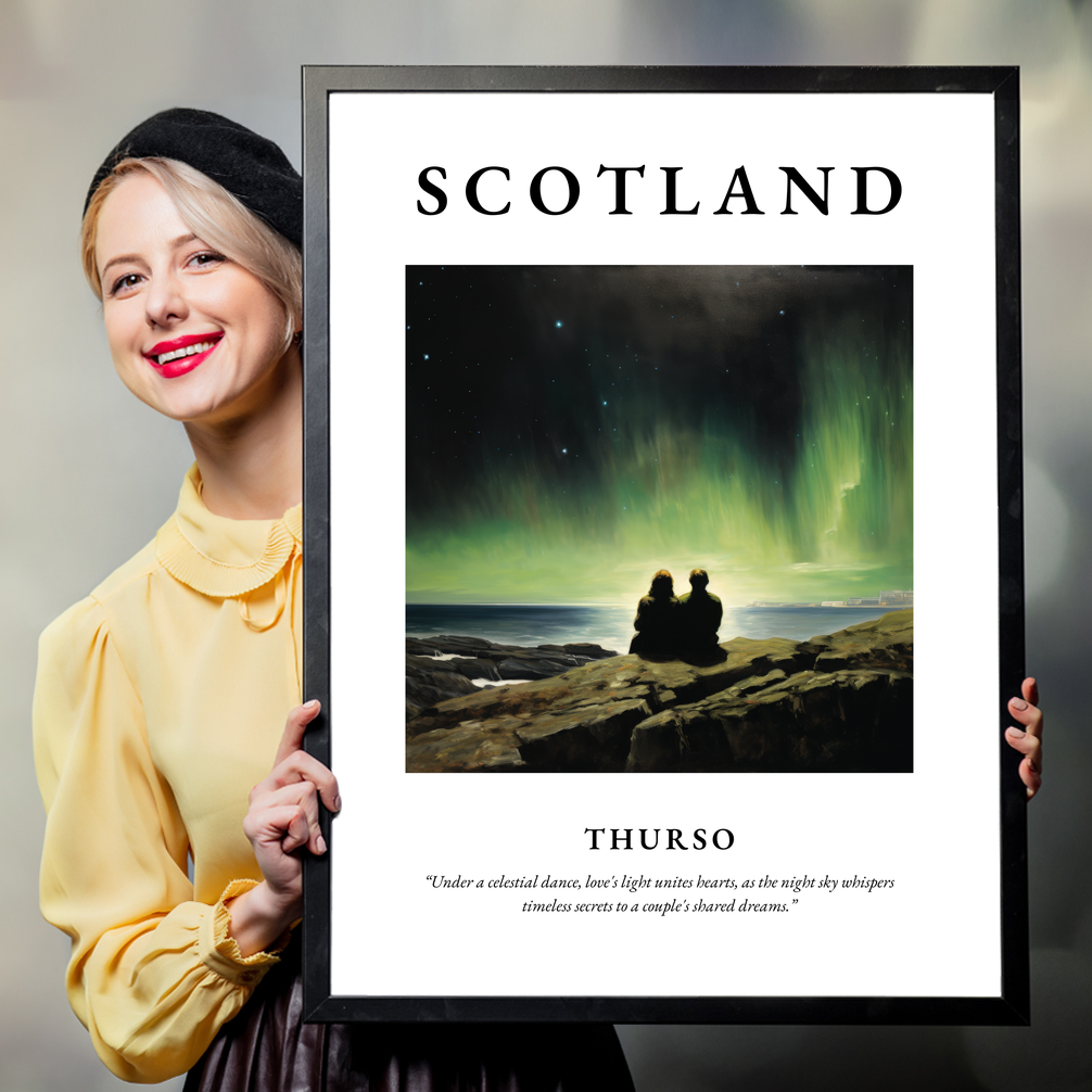 Person holding a poster of Thurso