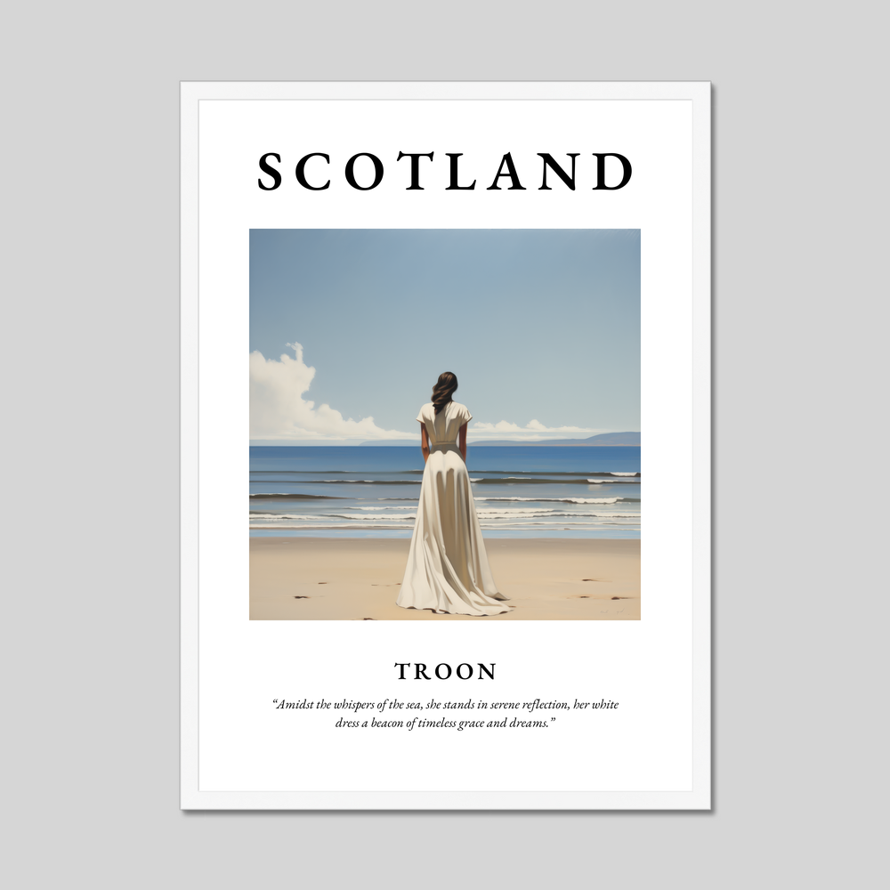 Poster in a white frame with the word Scotland