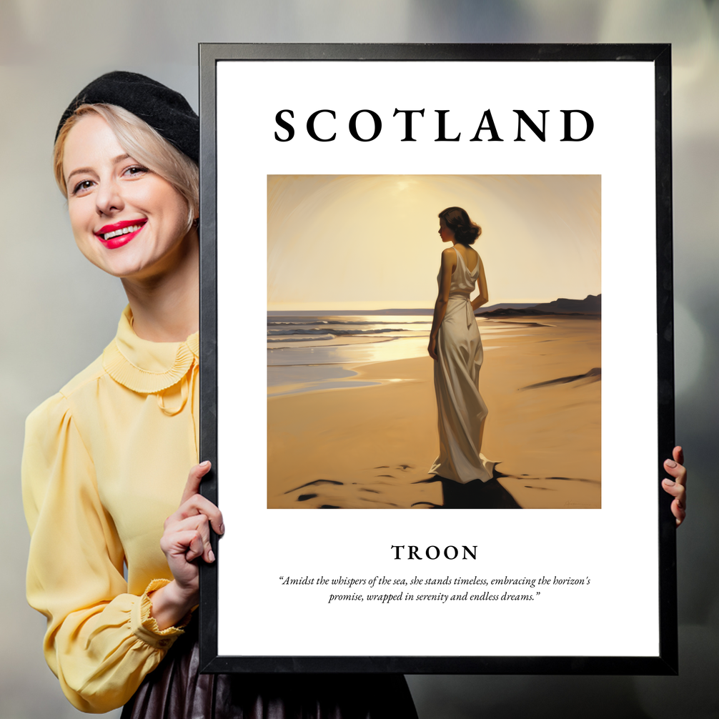 Person holding a poster of Troon