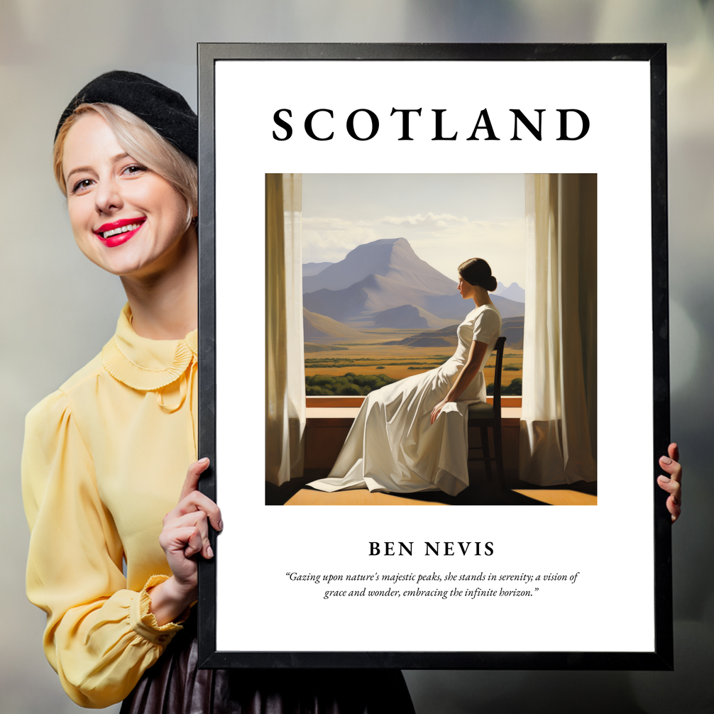 Person holding a poster of Ben Nevis