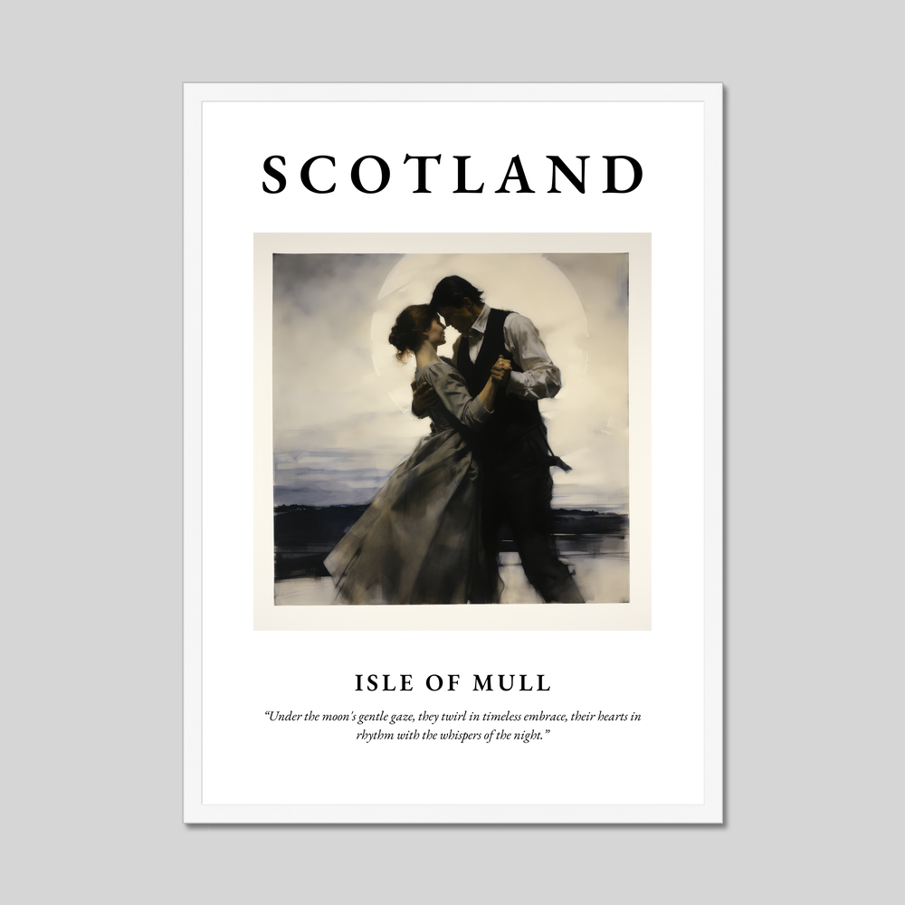 Poster in a white frame with the word Scotland