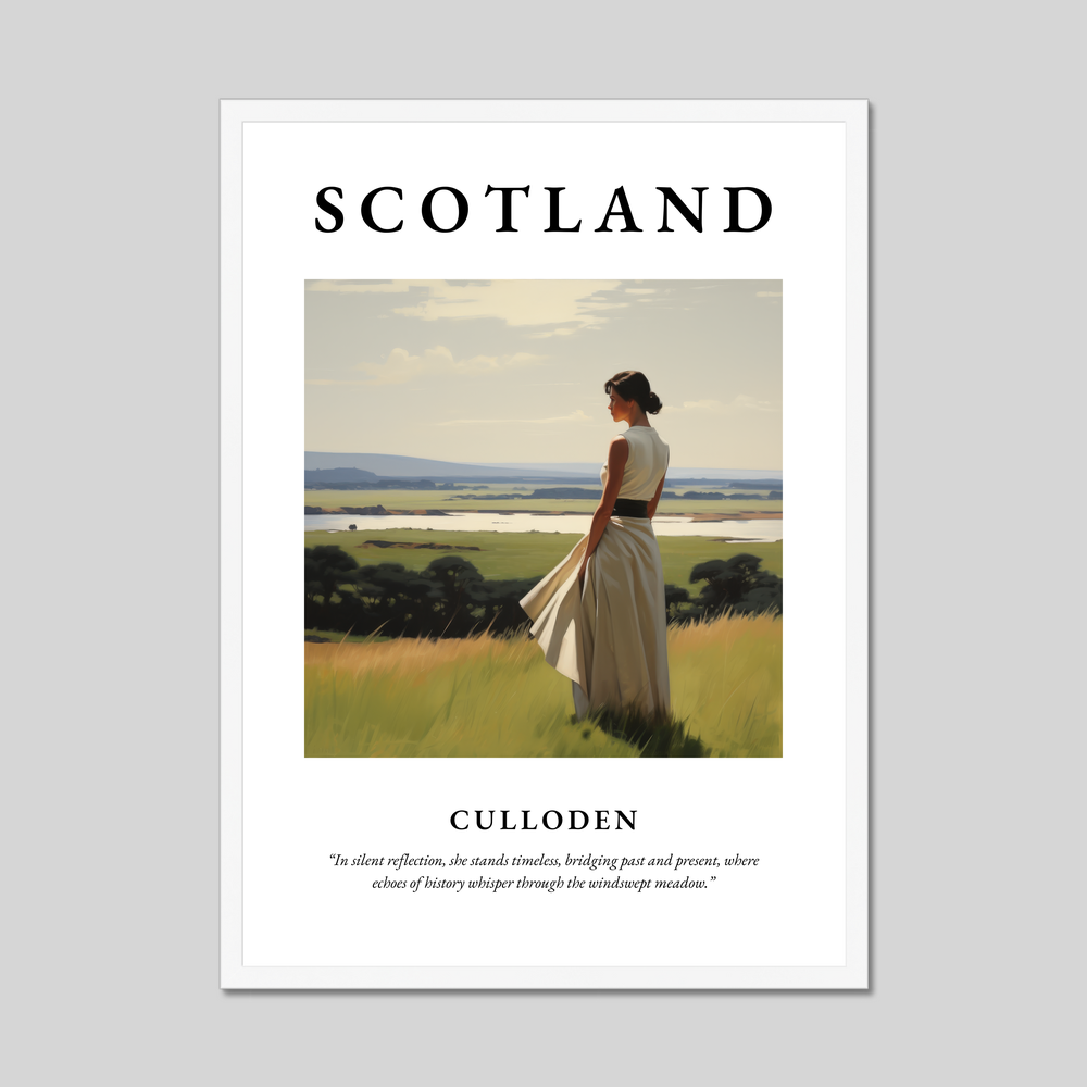 Poster in a white frame with the word Scotland