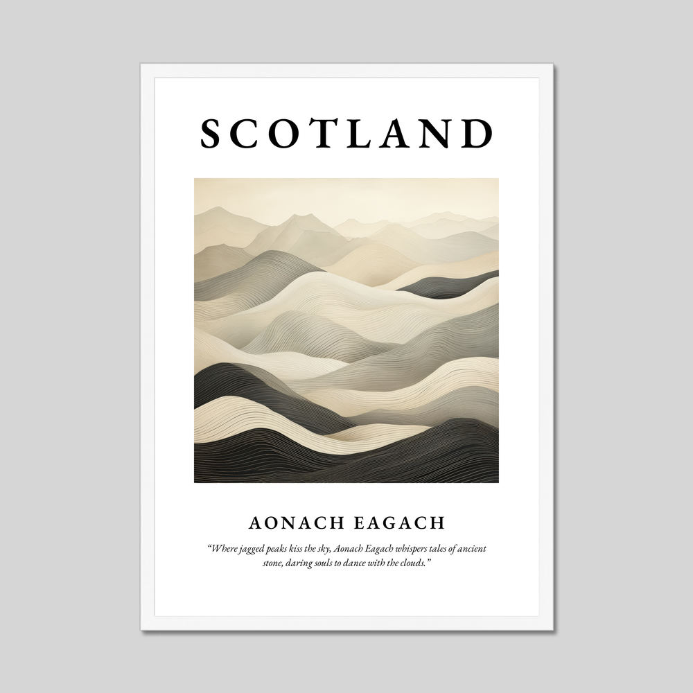 Poster in a white frame with the word Scotland