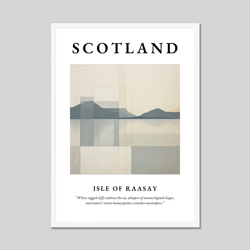 Poster in a white frame with the word Scotland