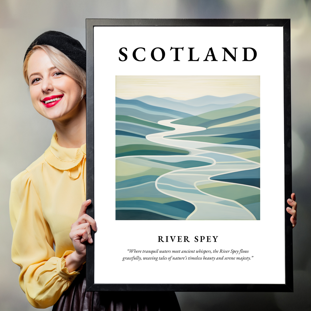 Person holding a poster of River Spey