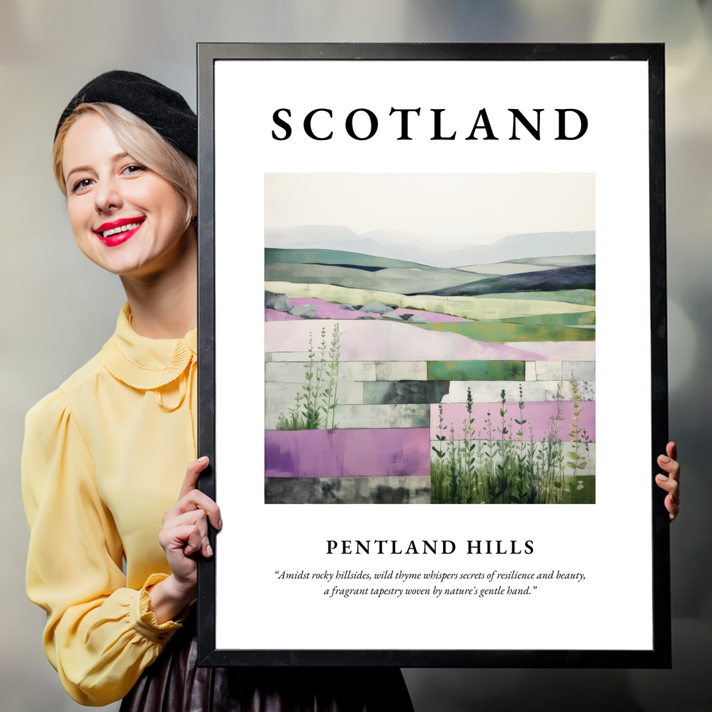 Person holding a poster of Pentland Hills