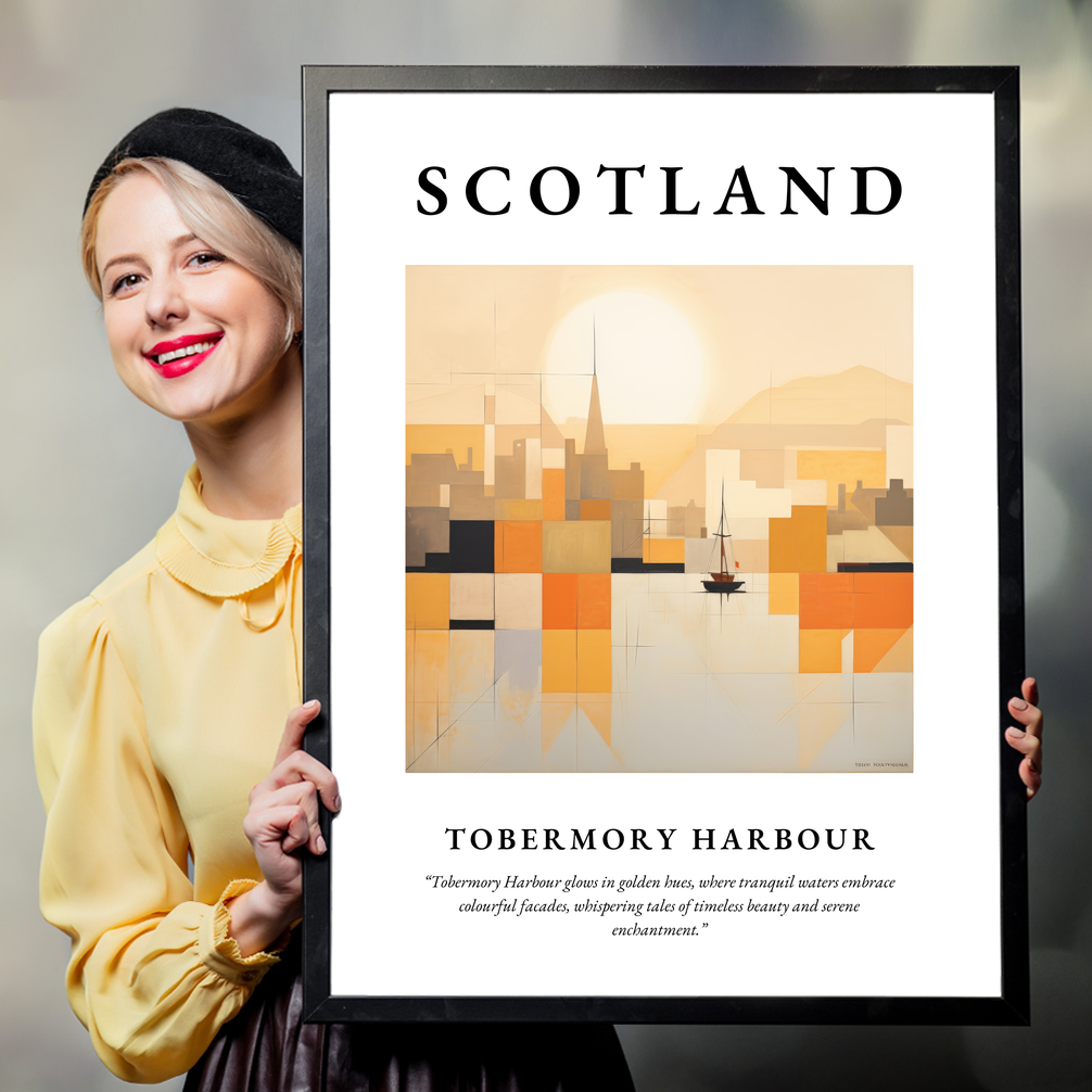 Person holding a poster of Tobermory Harbour