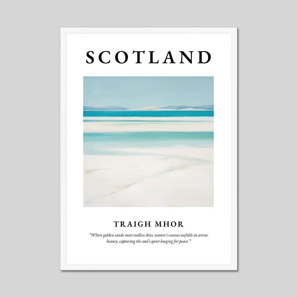 Poster in a white frame with the word Scotland