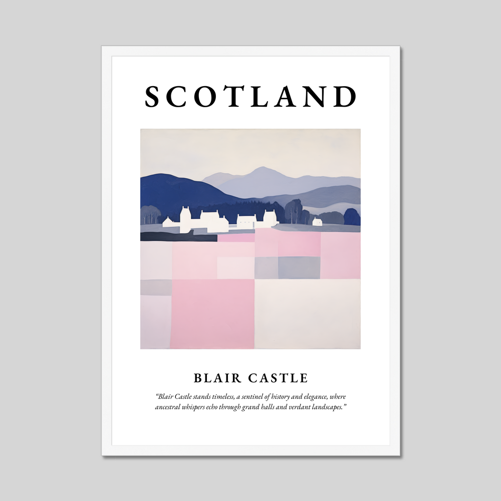 Poster in a white frame with the word Scotland