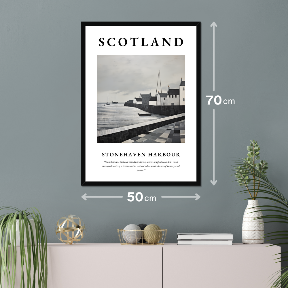 Poster of Stonehaven Harbour hanging on a wall