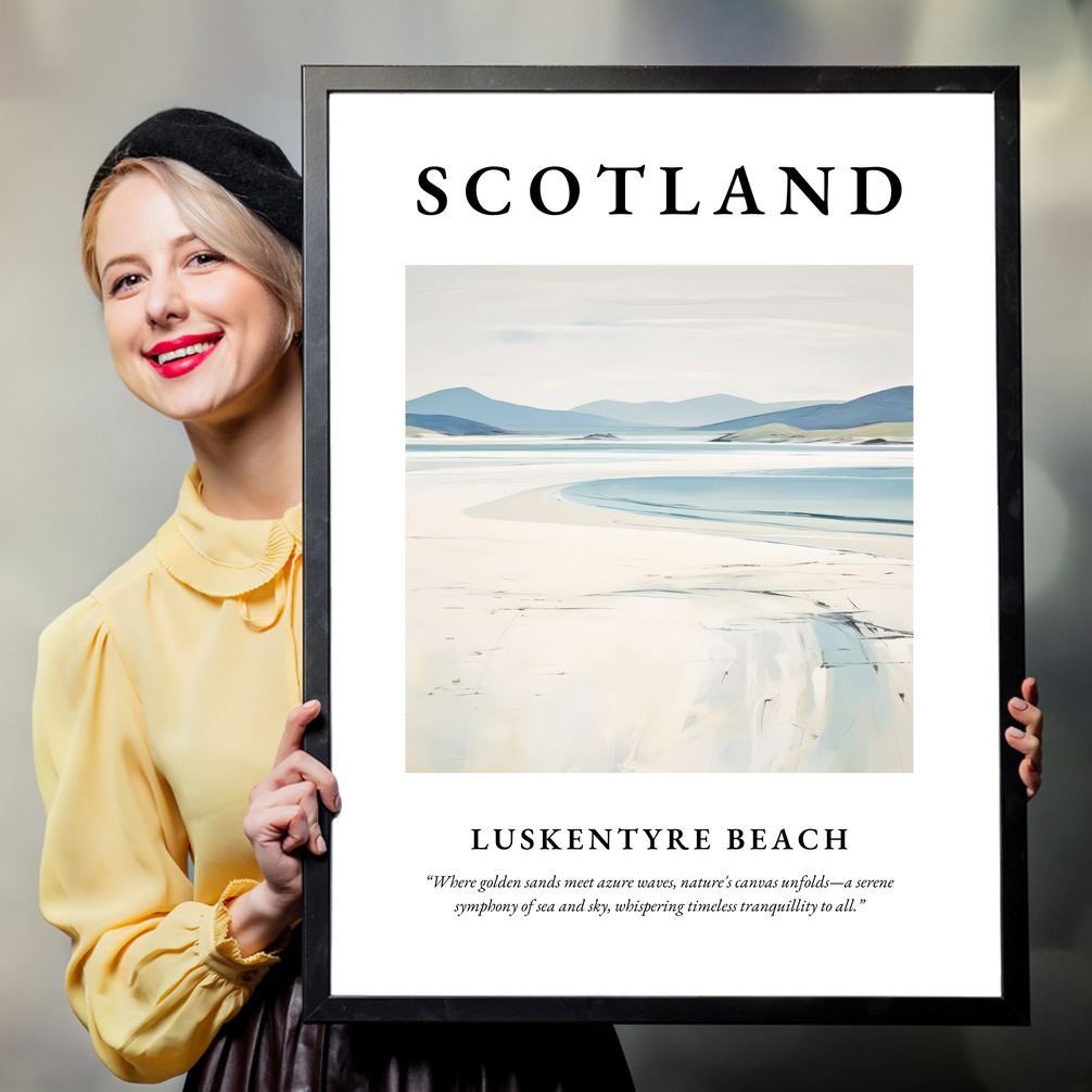 Person holding a poster of Luskentyre Beach