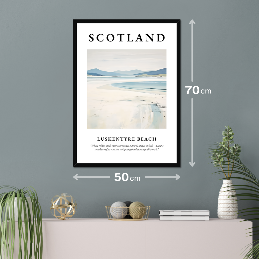 Poster of Luskentyre Beach hanging on a wall