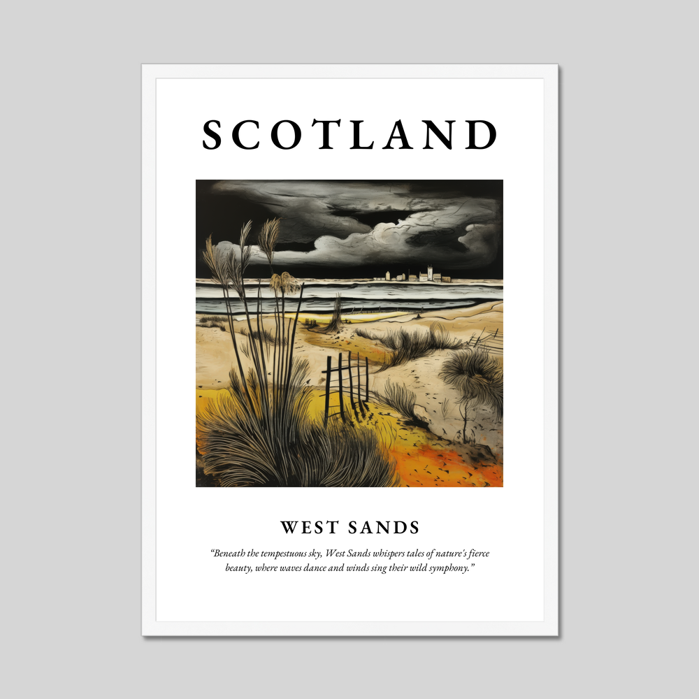 Poster in a white frame with the word Scotland