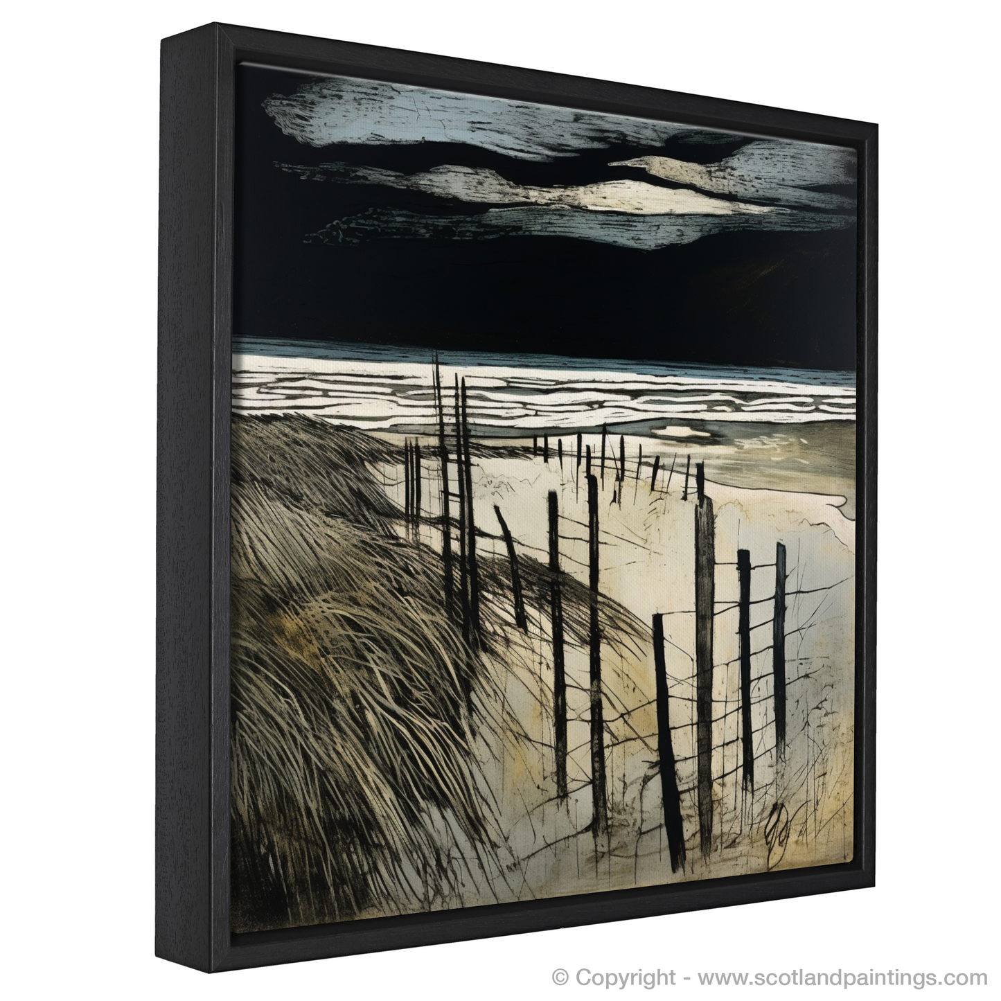Painting and Art Print of West Sands with a stormy sky entitled "Stormy Serenade at West Sands".