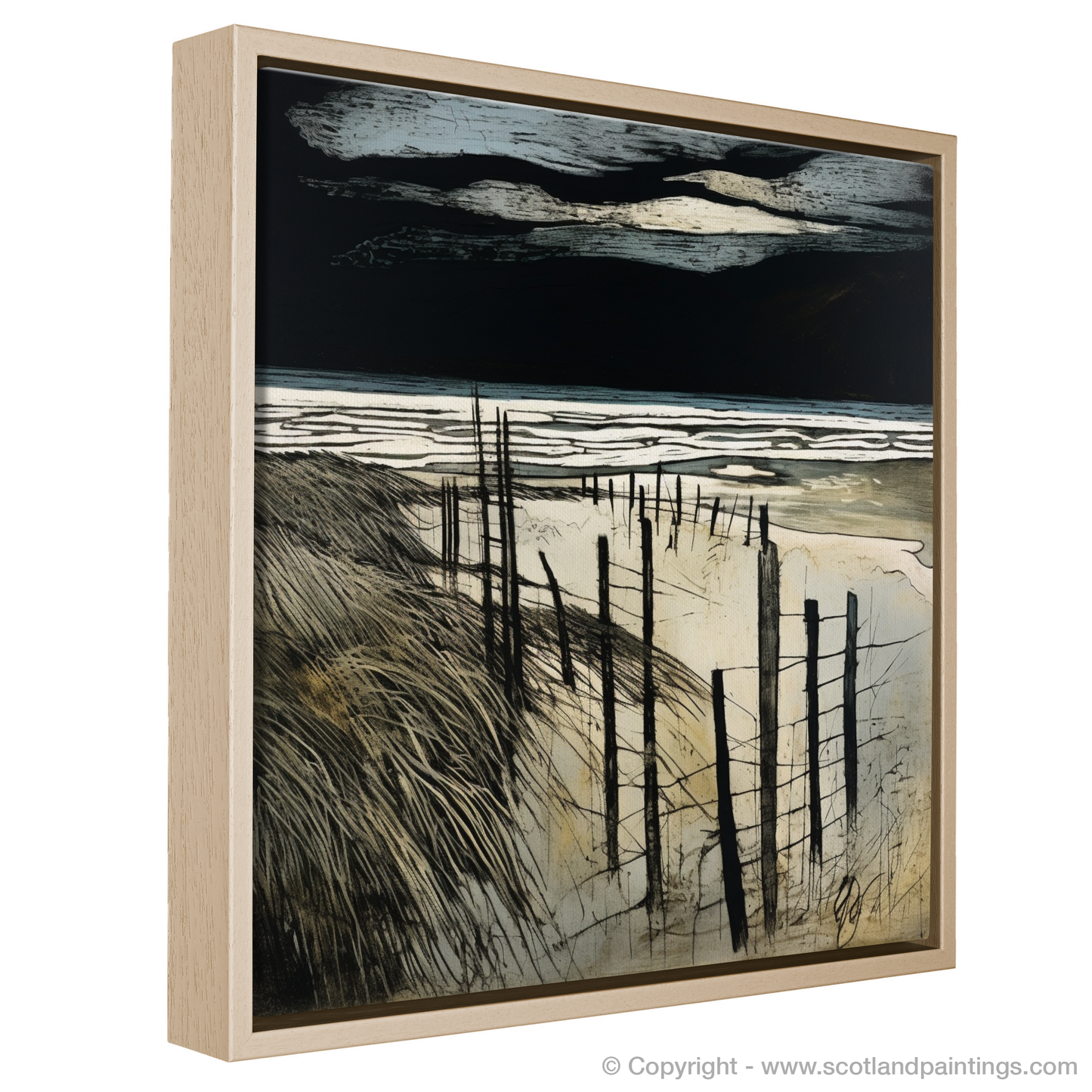 Painting and Art Print of West Sands with a stormy sky entitled "Stormy Serenade at West Sands".