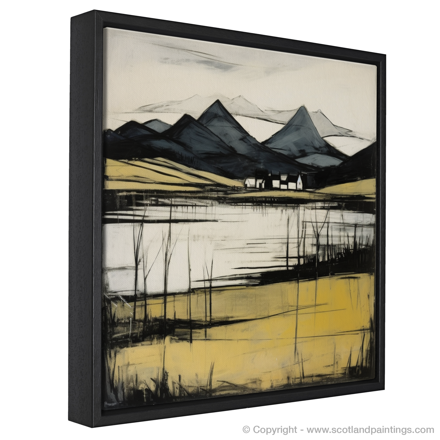 Painting and Art Print of Loch Awe, Argyll and Bute entitled "Loch Awe's Untamed Majesty: An Illustrative Expressionist Ode".