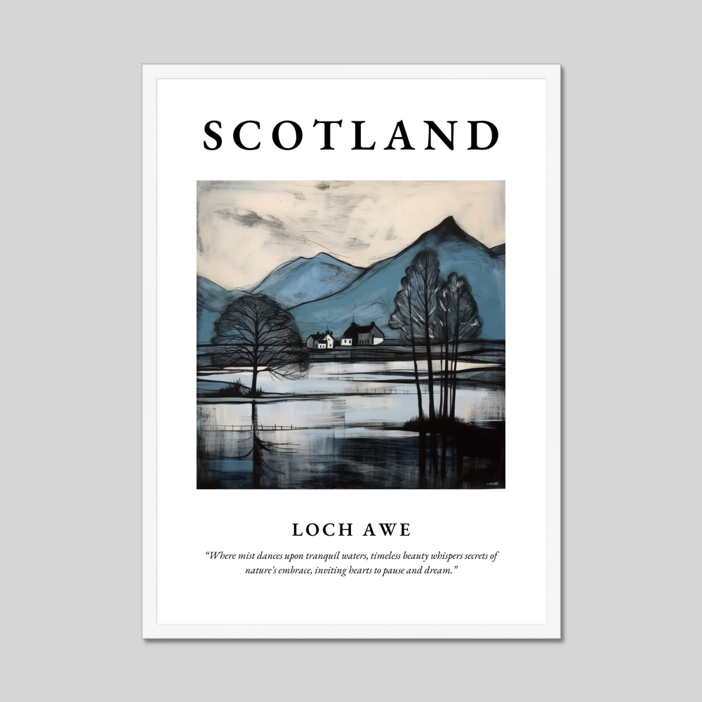 Poster in a white frame with the word Scotland