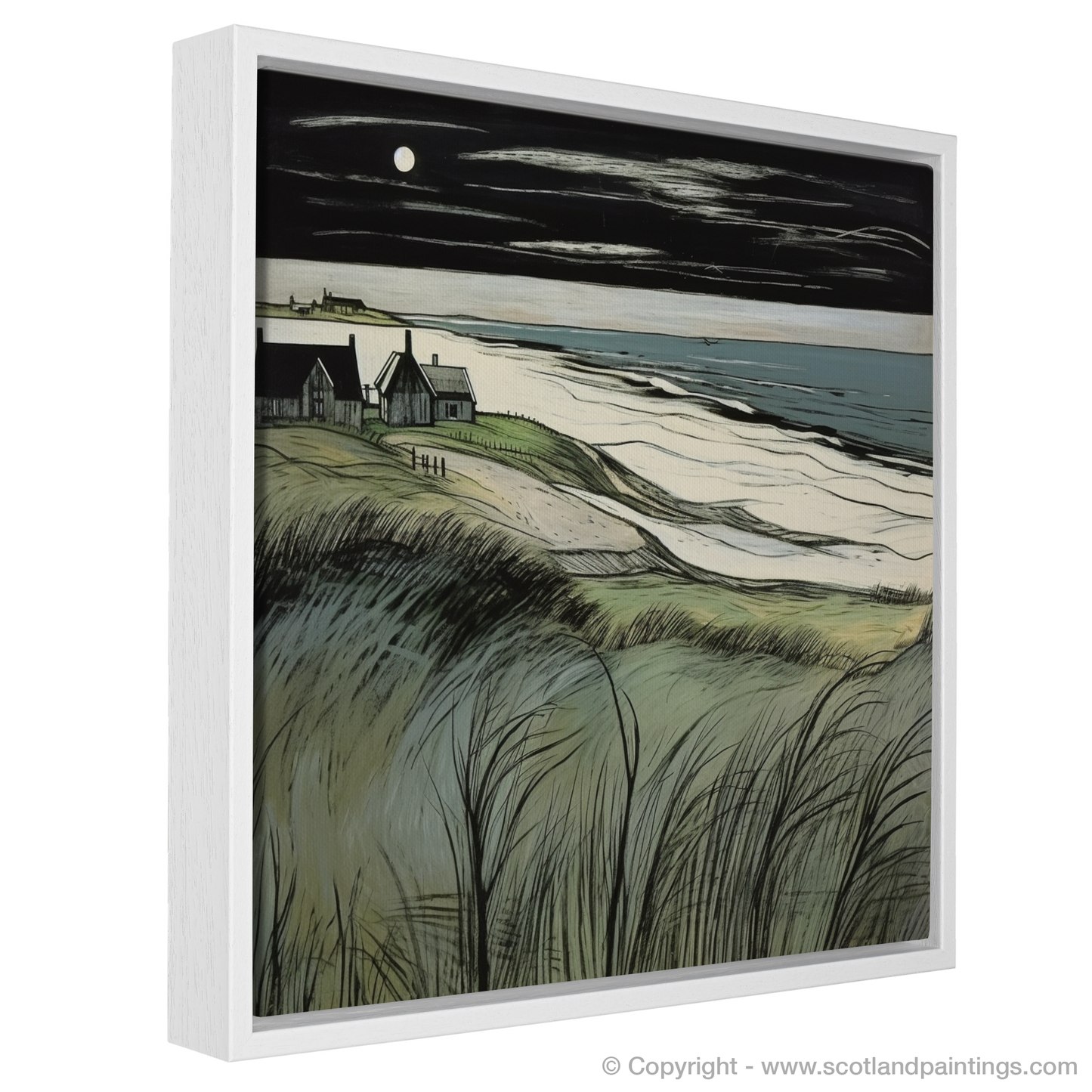 Painting and Art Print of Lunan Bay, Angus entitled "Ethereal Charm of Lunan Bay: An Expressionist Homage to Scottish Shores".