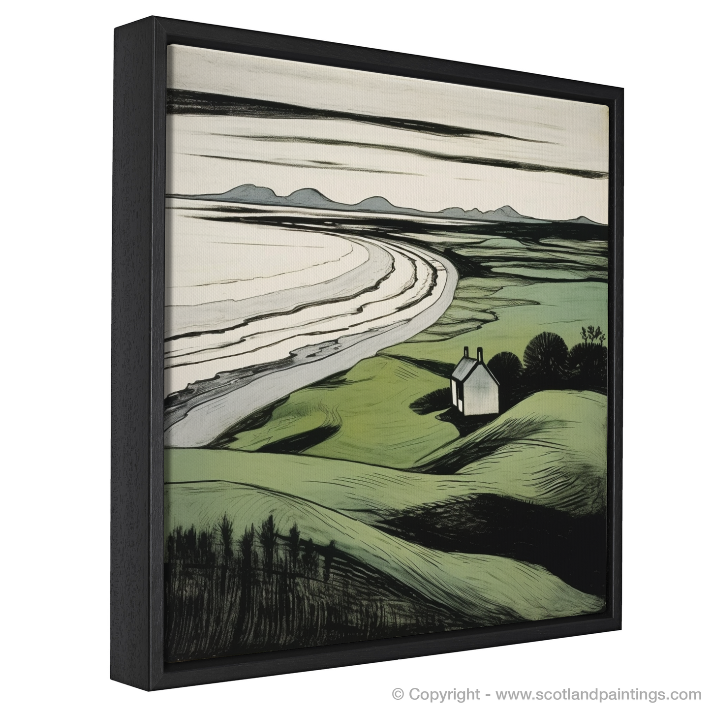 Lunan Bay Embrace: An Illustrative Expression of Scotland's Coastal Grandeur