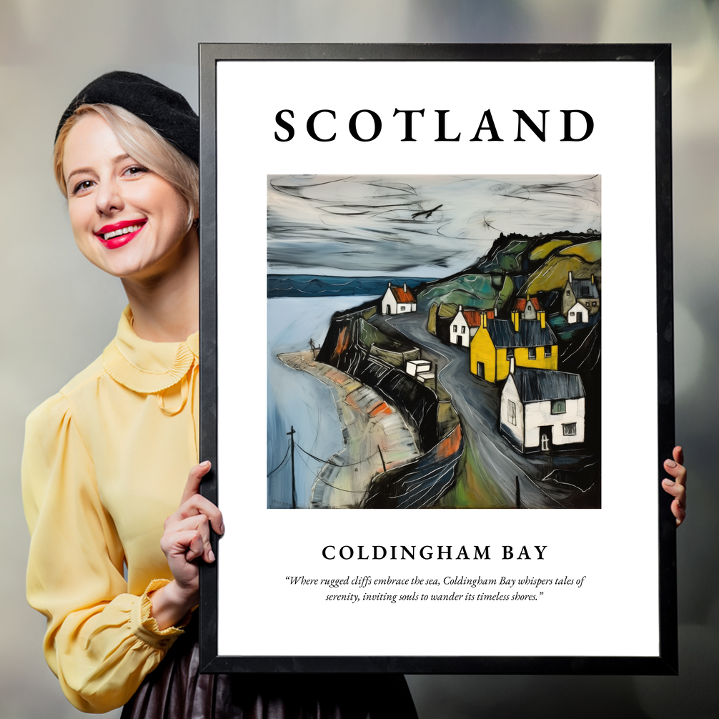 Person holding a poster of Coldingham Bay