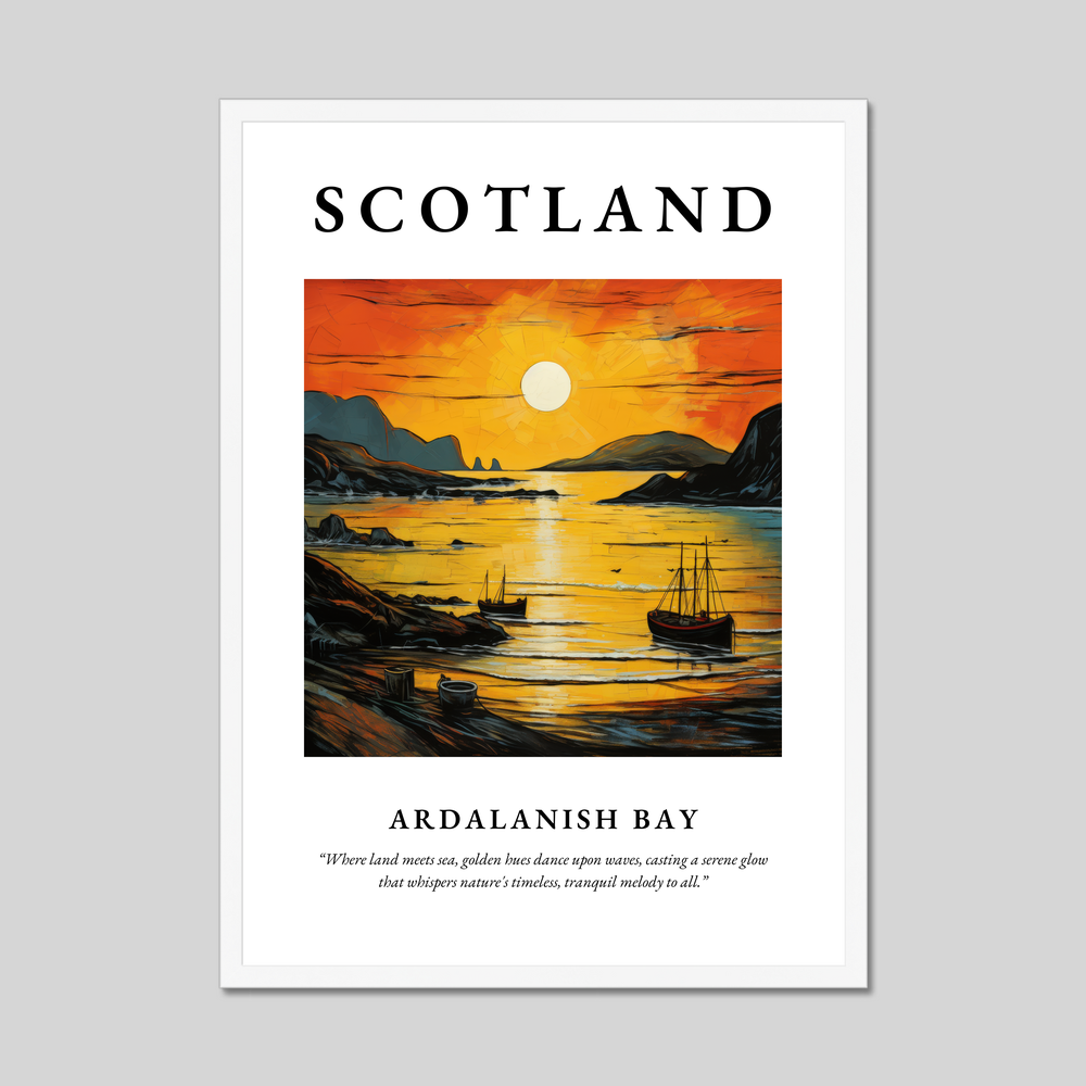 Poster in a white frame with the word Scotland