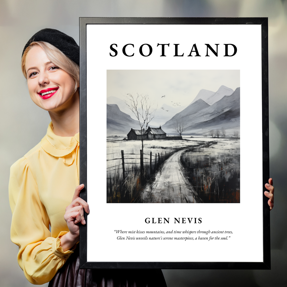 Person holding a poster of Glen Nevis