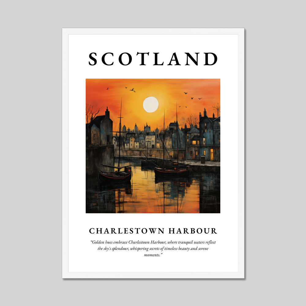 Poster in a white frame with the word Scotland