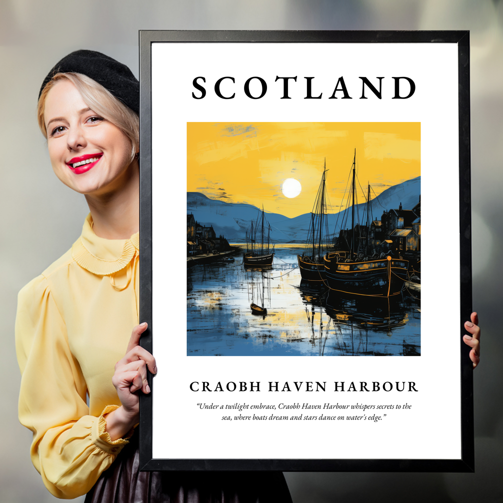 Person holding a poster of Craobh Haven Harbour