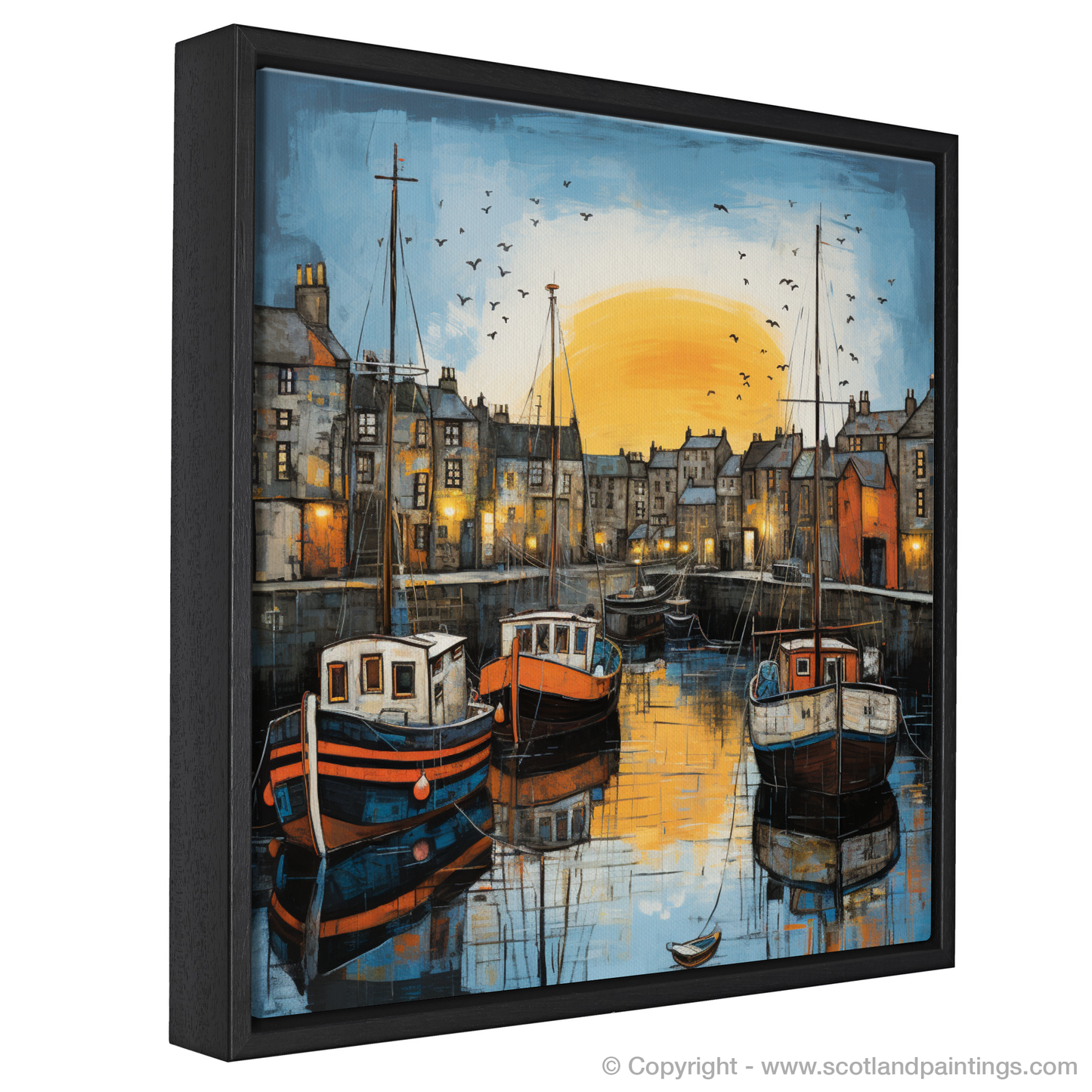 Dusk at Findochty Harbour: An Illustrative Expressionist Tribute