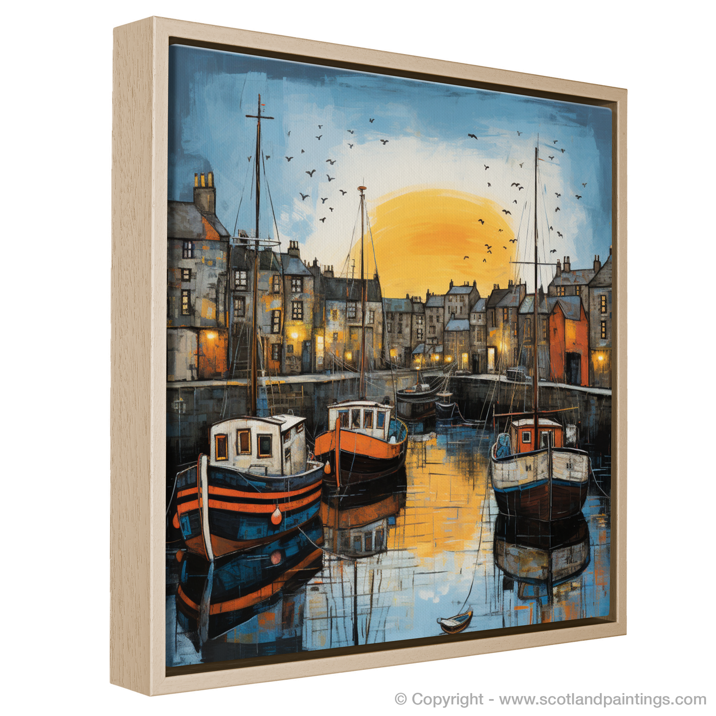 Dusk at Findochty Harbour: An Illustrative Expressionist Tribute