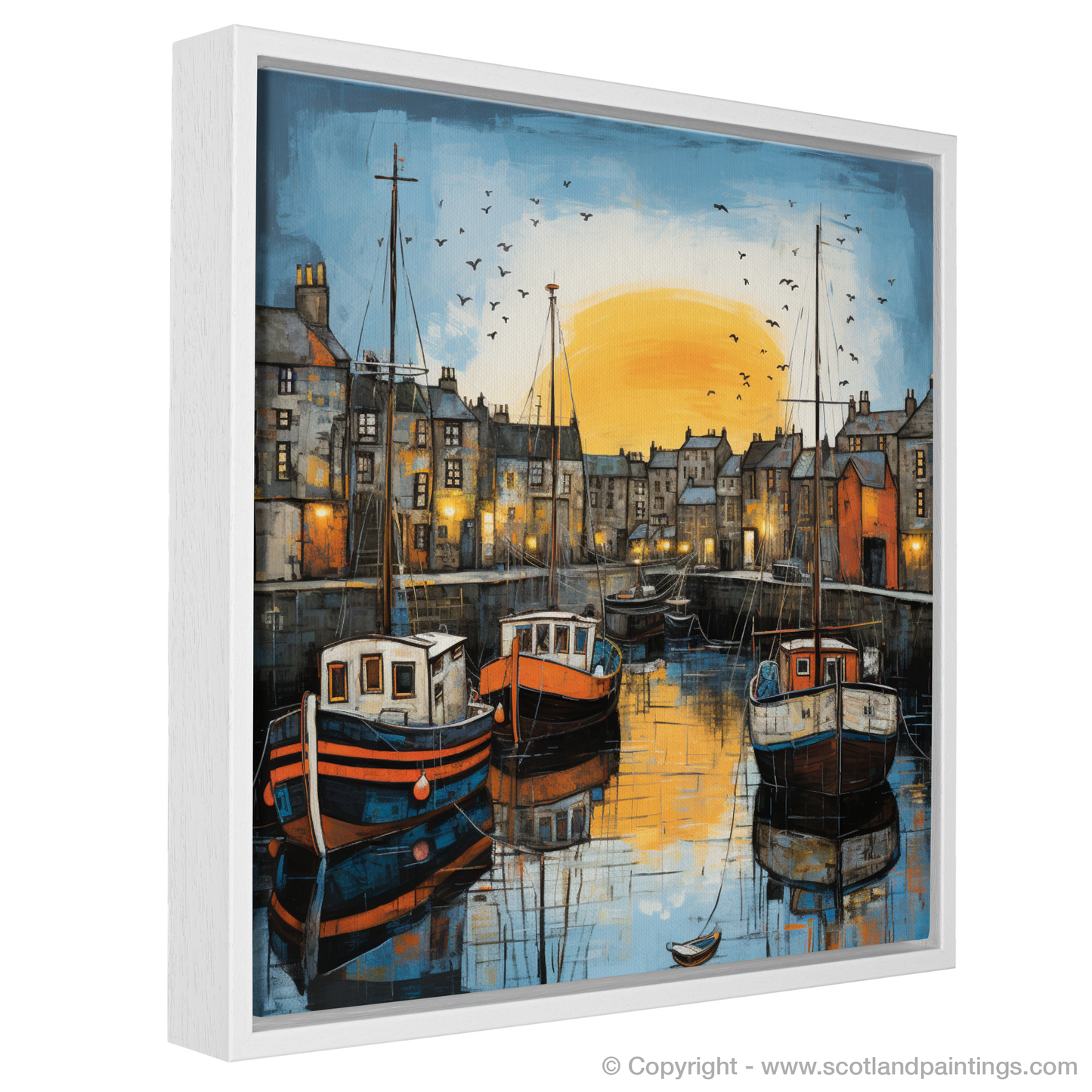 Dusk at Findochty Harbour: An Illustrative Expressionist Tribute