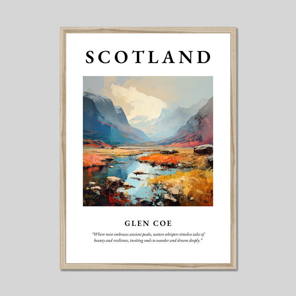 Poster in a natural frame with the word Scotland