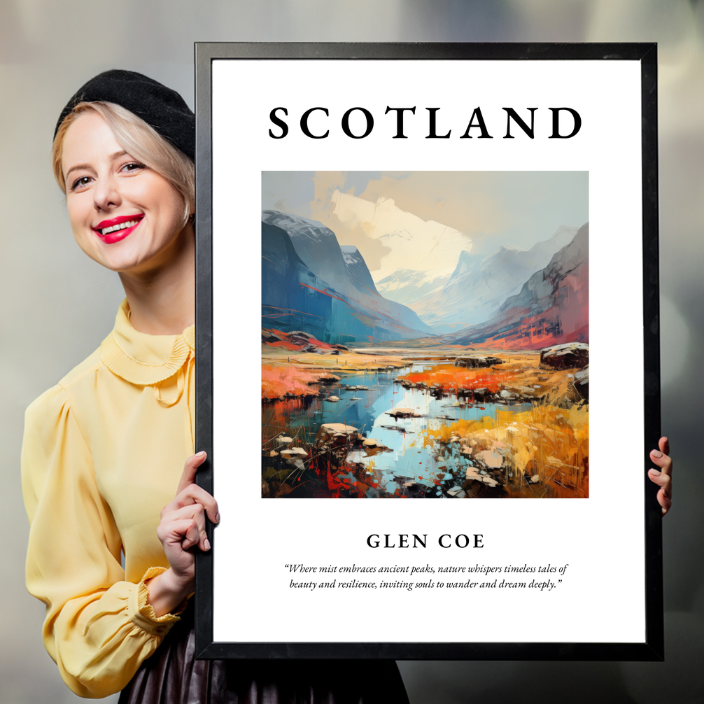 Person holding a poster of Glen Coe