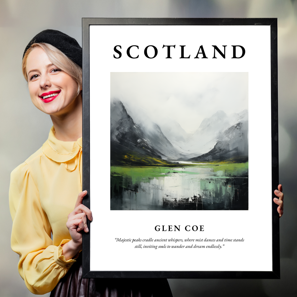 Person holding a poster of Glen Coe