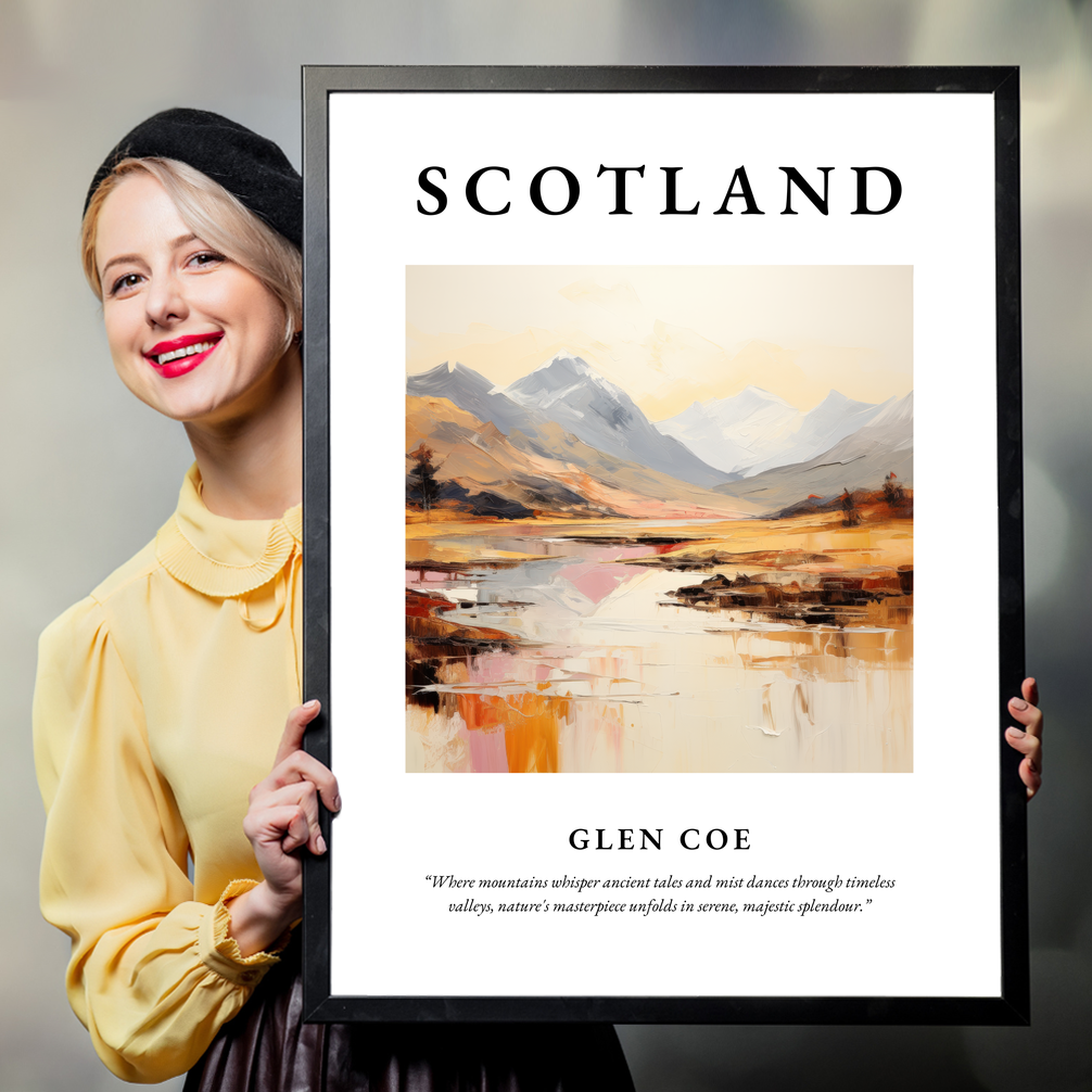 Person holding a poster of Glen Coe