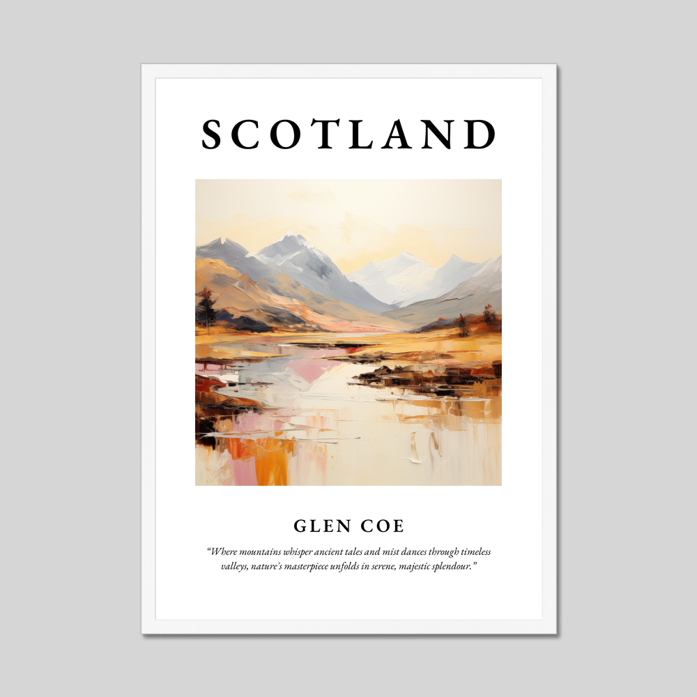 Poster in a white frame with the word Scotland