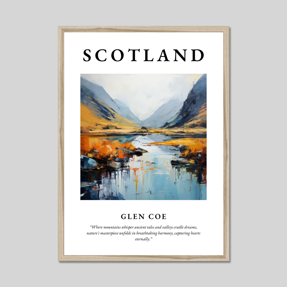 Poster in a natural frame with the word Scotland