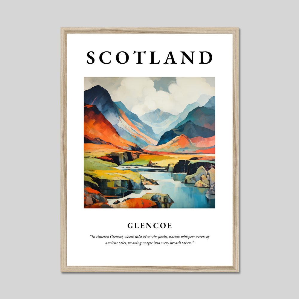 Poster in a natural frame with the word Scotland