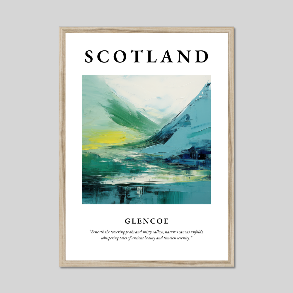 Poster in a natural frame with the word Scotland