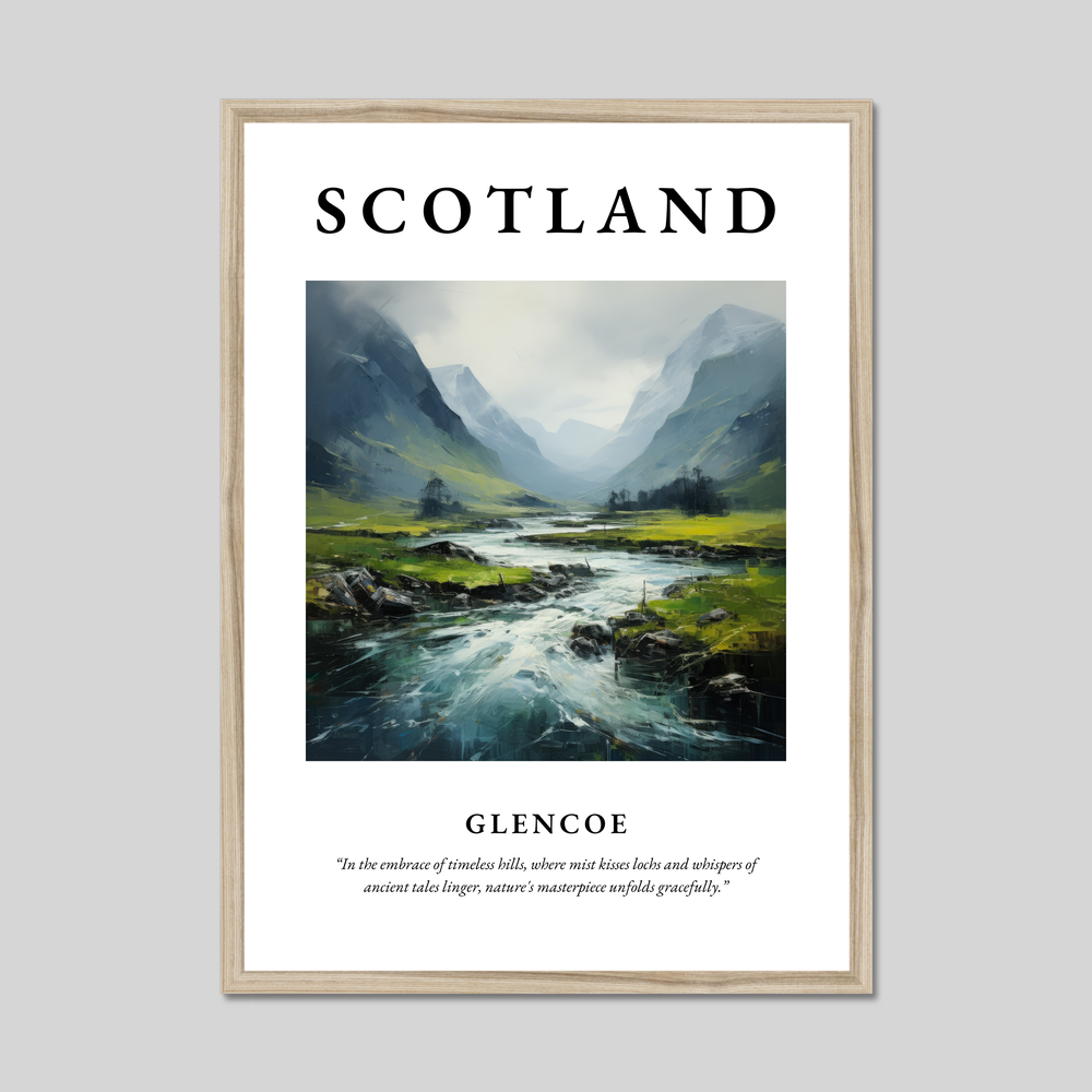 Poster in a natural frame with the word Scotland