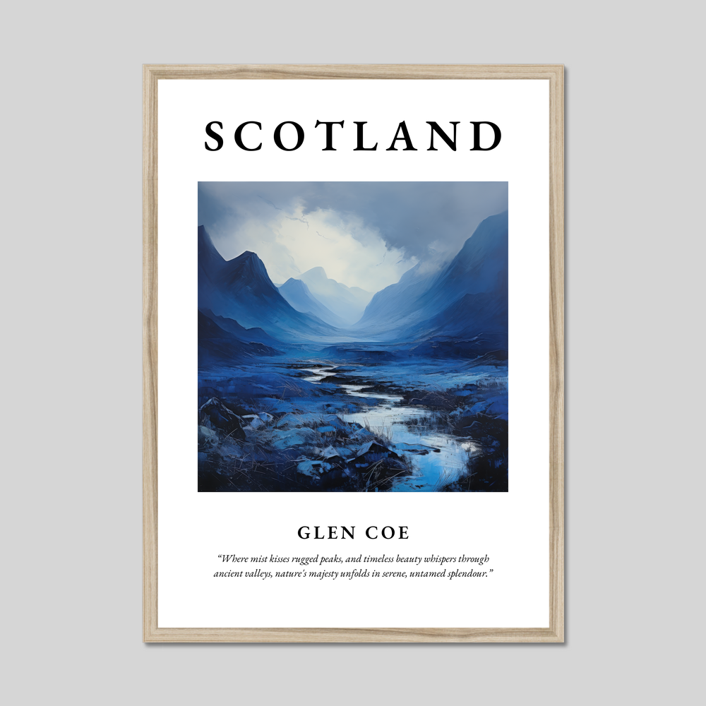 Poster in a natural frame with the word Scotland