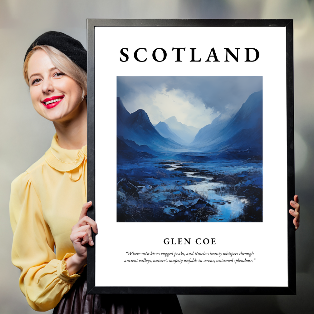 Person holding a poster of Glen Coe