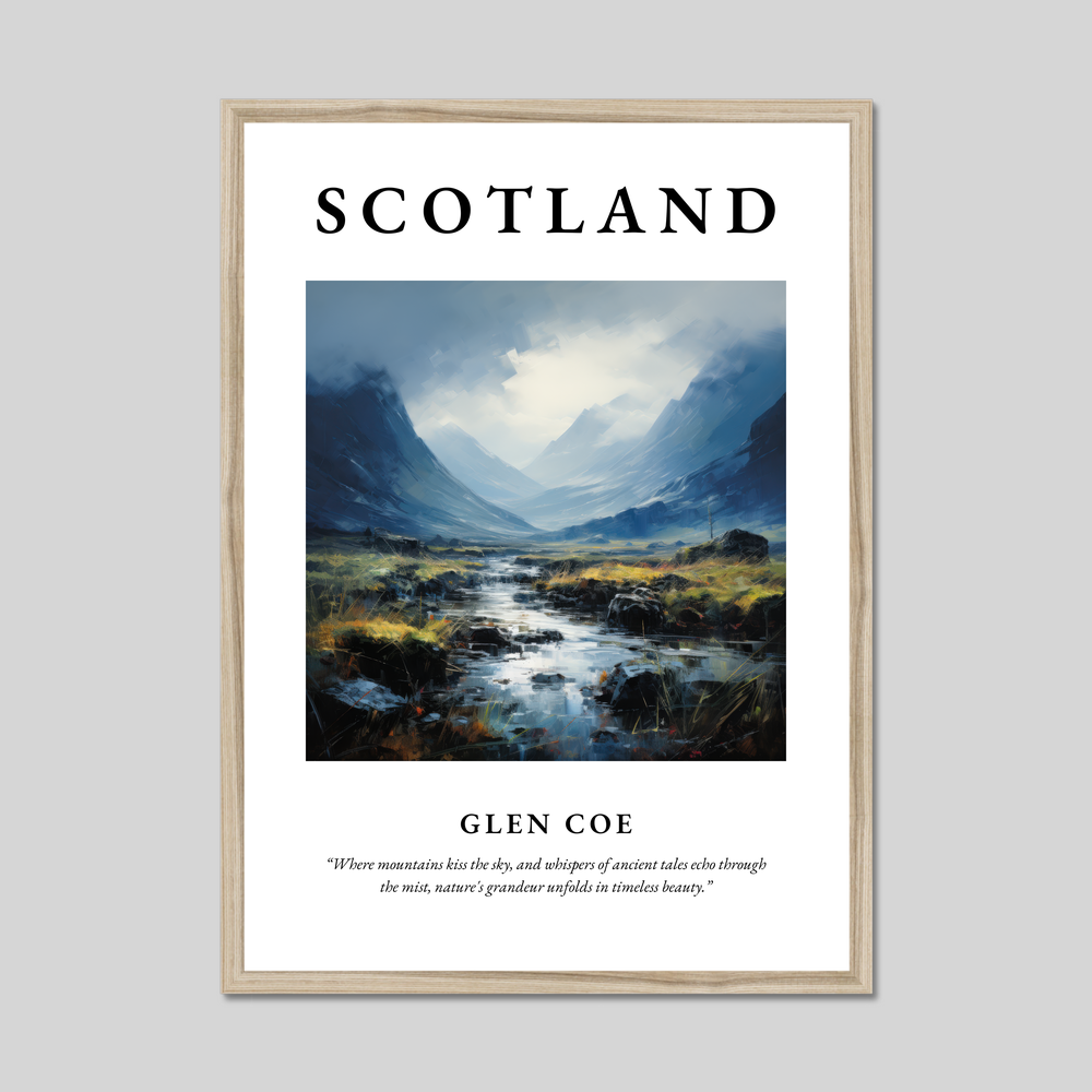 Poster in a natural frame with the word Scotland