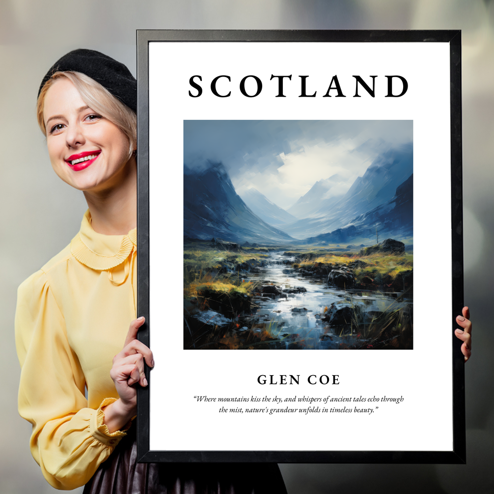 Person holding a poster of Glen Coe