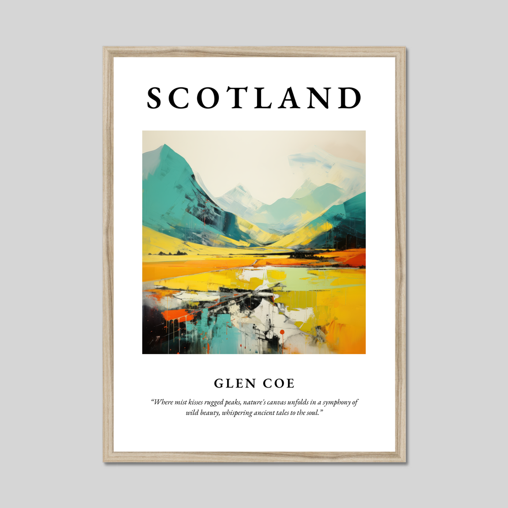 Poster in a natural frame with the word Scotland