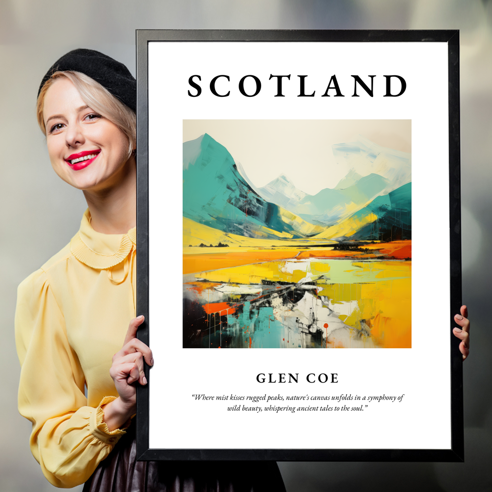 Person holding a poster of Glen Coe