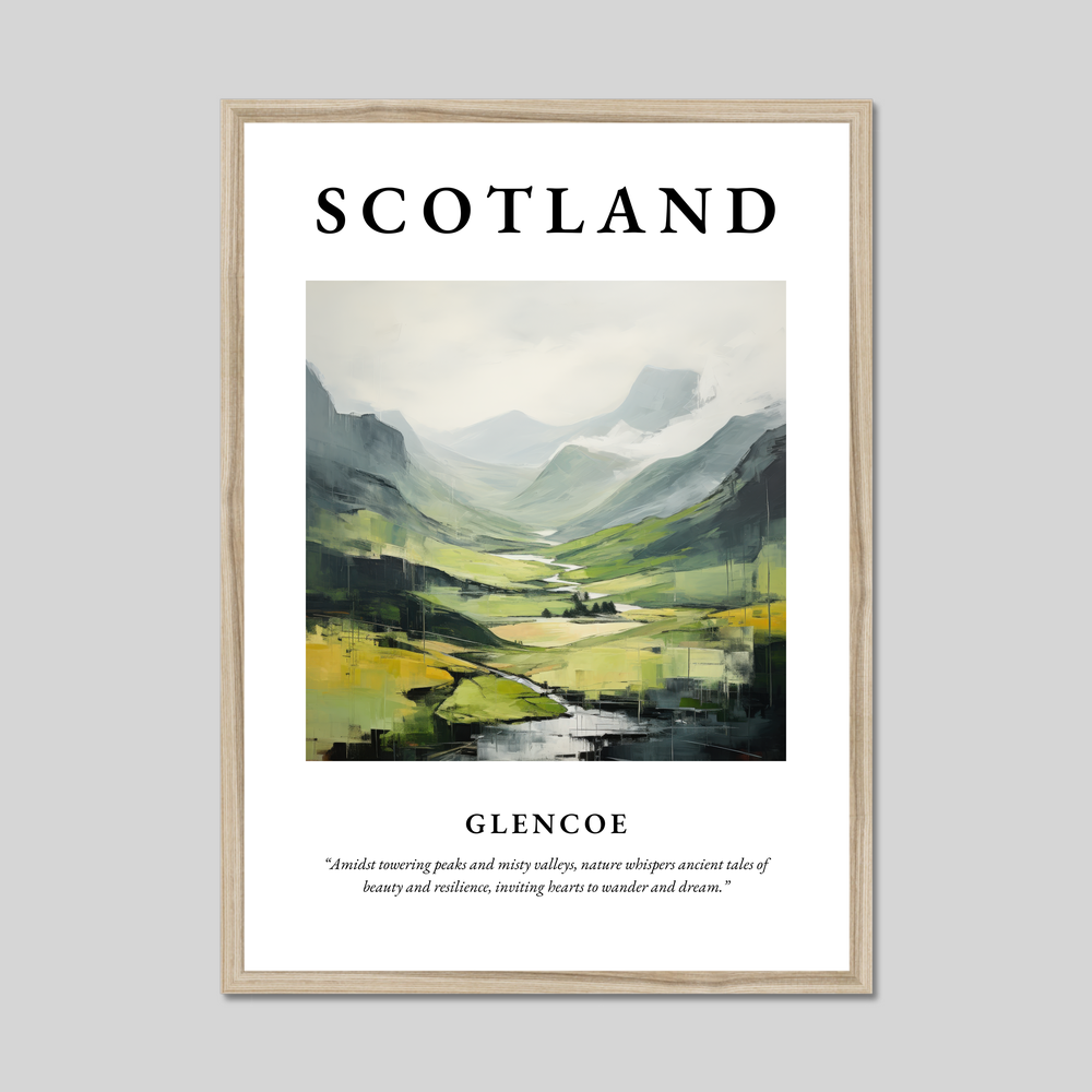 Poster in a natural frame with the word Scotland